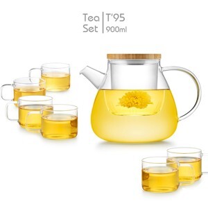 Bộ bình lọc trà hoa thủy tinh Samadoyo T95 900ml