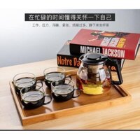 Bộ bình lọc trà thủy tinh chịu nhiệt (kèm 4 cốc)