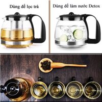 Bộ Bình Lọc Trà Thủy Tinh Kèm 4 Ly Lưới Lọc Inox 304 Tiện Dụng