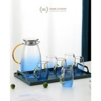 Bộ bình - ly Ocean Aqua | BỘ BÌNH CỐC XANH ĐẠI DƯƠNG CHỊU NHIỆT - SIÊU CHỊU LỰC _ SIÊU NHẸ | LY THỦY TINH XANH
