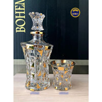 Bộ bình ly Pha lê tiệp khắc mạ vàng