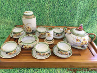 Bộ bình ly trà mục đồng chăn trâu vẽ hoa mai đủ phụ kiện