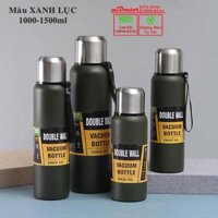 Bộ Bình Nước Giữ Nhiệt Cute 1000-1500ml Inox Giữ Nhiệt Nóng Lạnh 8-12 Tiếng Có Nắp Uống, Lưới Lọc Trà Hãng miDoctor - Xanh Lục -cute,1000ml