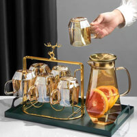 BỘ BÌNH NƯỚC KÈM 6 LY THỦY TINH PHA LÊ CAO CẤP, BÌNH NƯỚC THỦY TINH PHA TRÀ KÈM 6 CỐC CÓ QUAI SIÊU ĐẸP MẮT, BÌNH TRÀ....