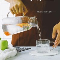 Bộ bình nước lạnh thủy tinh chịu nhiệt cao cấp phong cách Bắc Âu, bình nước làm mát, cốc nước đun sôi trong suốt lớn