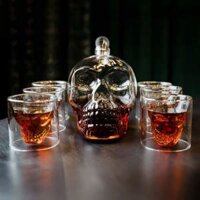 Bộ bình pha lê đựng rượu whisky Skull 1000ml kèm 6 chiếc ly 3D 75ml