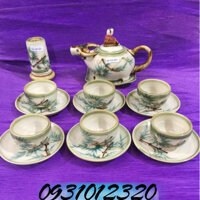 Bộ bình pha trà mục đồng chăn trâu vẽ trúc xanh