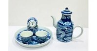 Bộ bình rót rượu Bát Tràng vẽ long ẩn NR12