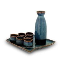 Bộ Bình Rượu Sake Men Hoả Biến Xanh