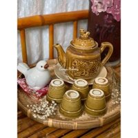 Bộ bình tách trà kiểu xưa gốm sứ nam bộ bộ sản phẩm không bao gồm mẹt và  tượng chim