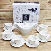bộ bình tách trà sứ trắng Minh Long - bộ bình trà sứ trắng Minh Long