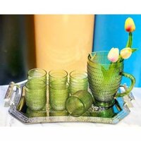 Bộ Bình Thủy Tinh 6 Cốc Và 1 Bình Uống Nước Decor Sáng Tạo