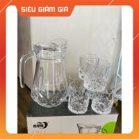 BỘ BÌNH THUỶ TINH DELI KÈM 6 LY PHA LÊ 💥