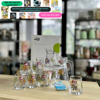 Bộ bình thuỷ tinh kèm 6 cốc Deli