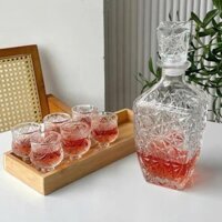 Bộ Bình Thủy Tinh Kèm 6 Ly Đựng Nước Chân Cao Sang Trọng  [BBH90]