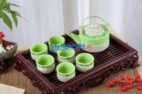 Bộ bình trà ( Ấm chén ) dáng Nhật men rạn trứng xanh MNV-BT211 (HÀNG ĐẶT)