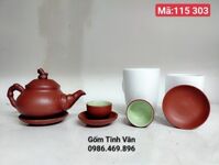 Bộ bình trà gốm tử sa đỏ, mã 115303 trọn bộ gồm 1 ấm,6 ly, 7 đĩa,cổ trang,mộc mạc,đậm chất Châu Á,gốm sứ Bát Tràng Tinh Vân