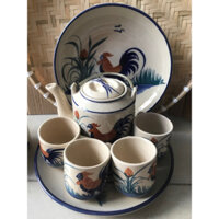 bộ bình trà nửa lít con gà và 4 tách