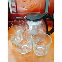 bộ bình trà thủy tinh 1.3 lít + 4 ly thủy tinh.