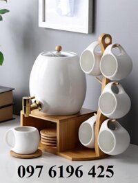 bộ bình trà trắng  giá treo dung tích 3L