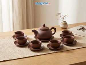 Bộ bình trà tử sa chóp nâu Mỹ Nghệ Việt MNV-TS122