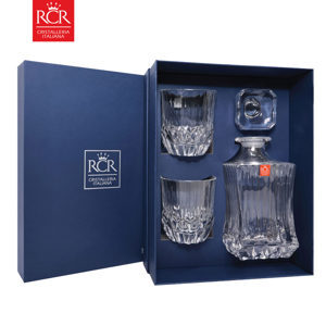 Bộ bình vuông và 6 ly thấp pha lê Ý RCR Adagio 750ml - 350ml