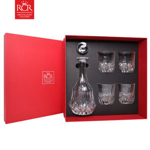 Bộ bình vuông và 6 ly thấp pha lê Ý RCR Adagio 750ml - 350ml
