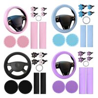 Bộ Bọc Vô Lăng Ô Tô, Bọc Vai, Khóa Kẹp, Đế Lót Ly, Nút Hoa Khởi Động P6w1