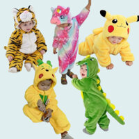 Bộ body lông nhung 4-30kg cho bé hình Khủng long, Hổ, Thỏ, Pikachu siêu xinh