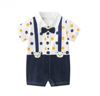 Bộ Body Suit Công Tử Bé Trai Thắt Nơ Chất Cotton