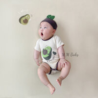 Bộ body suit họa tiết quả bơ kèm băng đô đáng yêu cho bé QA183 Mimikids