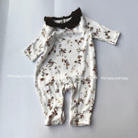 bộ bodysuit dài tay cổ bèo hoa nhí cotton PC nhập Hàn cao cấp