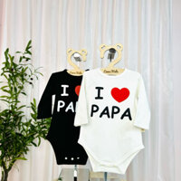 Bộ bodysuit dài tay in hình  I ❤️ PAPA, MAMA cho bé trai bé gái bé sơ sinh