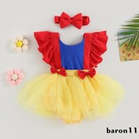 Bộ bodysuit không tay nhún bèo + mũ đội đầu cho bé gái