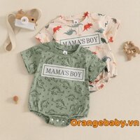Bộ Bodysuit ngắn tay thêu chữ khủng long cho bé trai