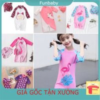 Bộ bơi bé gái 2-7 tuổi liền thân kèm mũ hình ngộ nghĩnh, Đồ bơi cho bé cao cấp vải co giãn