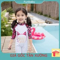 Bộ bơi bé gái 2-7 tuổi liền thân kèm mũ hình Mèo, Đồ bơi cho bé cao cấp vải co giãn cực tốt