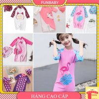 Bộ bơi cho bé gái 2-7 tuổi liền thân kèm mũ hình ngộ nghĩnh, Đồ bơi trẻ em cao cấp vải co giãn