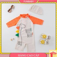 Bộ bơi cho bé trai 2-7 tuổi liền thân kèm mũ hình khủng long BEEP, Đồ bơi trẻ em cao cấp vải co giãn cực tốt