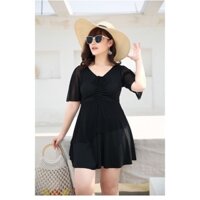 Bộ bơi đầm thun đen big size 2XL đi biển size 70-80kg