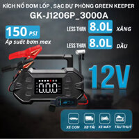 Bộ Bơm Lốp Kiêm Kích Bình Ô Tô Khẩn Cấp Green Keeper 3000A_12V_GK-J1206, Hàng Xuất Khẩu Mỹ, Bảo Hành 12 Tháng