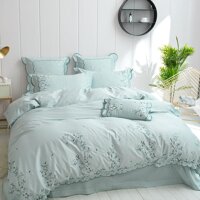 Bộ Bốn Chiếc 100% Vải Bông 100% Cô-tông Cotton Chất Lượng Cao Phong Cách Châu Âu Vải Dệt Bằng Tơ Thêu Ga Trải Giường Vỏ Chăn Màu Hồng Công Chúa Giường Đôi Vật Dụng