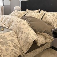 Bộ Bốn Mảnh Cotton Chải2024Bộ Chăn Ga Gối Đệm Mẫu Mới Chăn Ga Gối Đệm Giường Đơn Bộ Ba Mảnh