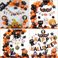 Bộ Bóng Bay Bằng Màng Nhôm Hình Đầu Lâu Bí Ngô Ma Trang Trí Lễ Halloween