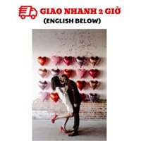 Bộ Bong Bóng Trái Tim Trang Trí Valentine Màu Hồng - Pink Heart Foil Balloons for Valentines Day Decorations VLT03