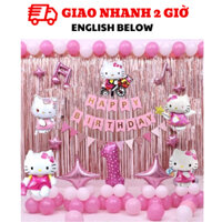 Bộ bong bóng trang trí sinh nhật Hello Kitty màu hồng upkp09