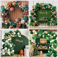 Bộ Bong Bóng Vòng Hoa Màu Xanh Lá In Họa Tiết Da Báo Ánh Kim Trang Trí Tiệc Cưới / Sinh Nhật / Lễ Tốt Nghiệp