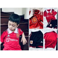 Bộ bóng đá trẻ em clb M.U Manchester United 2022 màu đỏ áo có cổ quần đen