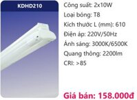 BỘ BÓNG ĐÈN TUÝP 6 TẤC ĐÔI LED 2 BÓNG 10W DUHAL KDHD210