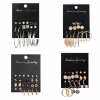 Bộ bông tai hình lá ngọc trai phong cách Hàn Quốc cho phụ nữ, bông tai hình học thời thượng, bộ bông tai đinh tán